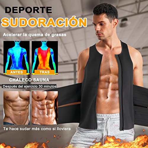 Junlan Fajas Reductoras Hombre Chaleco Sauna Adelgazante Camiseta Reductora Control de Abdomen Colombianas Chaleco Compresion de Sudoración para Deporte Fitness Gym