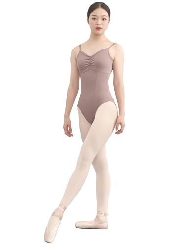 JUODVMP Maillot de danza tirante fino con costura y forro es Mujer, 8D-C20-café ligero,M