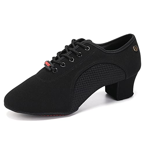 JUODVMP Zapatos De Baile Latinoamericanos Cerrados para Mujer con Cordones Salsa Tango Jazz Zapatos De Baile Training Tacón de 5 cm, Modelo 902, 39 EU