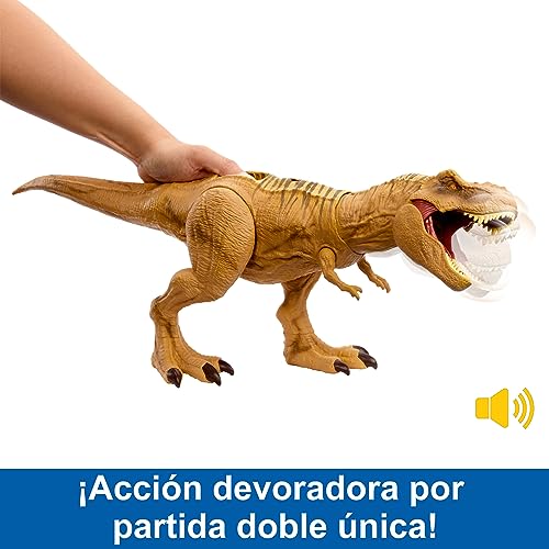 Jurassic World T-Rex Caza y mastica Dinosaurio de juguete con sonidos, +4 años (Mattel HNT62)