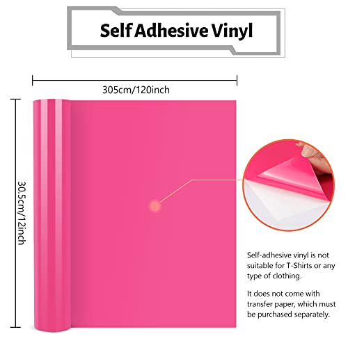 Juspota Rollo de Vinilo Adhesivo, 30,5 x 305 cm Vinilo Brillante Para Plotter de Corte, Vinilo Autoadhesivo para Cricut Silhouette Cameo, Taza, Manualidades, Decoración del Hogar, Rose