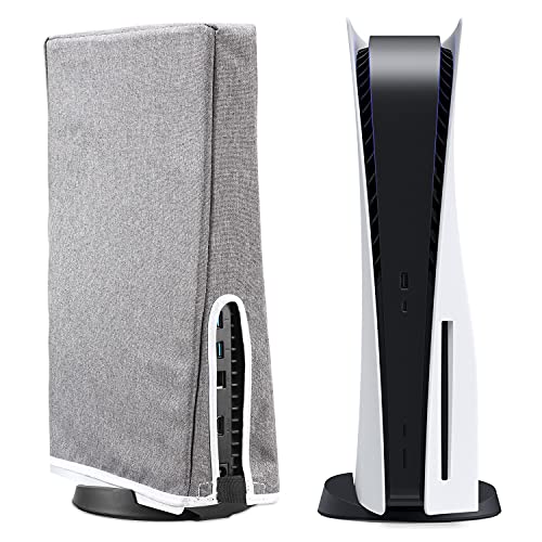 JUSPRO Protector antipolvo para PS5, protector de protección antiarañazos, compatible con consola Playstation 5 Digital Edition & Regular Edition (Gray)