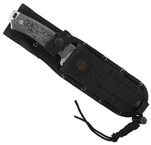 J&V Knives Cuchillo CHACAL MAKRO de Supervivencia Bushcraft Caza Pesca Campo Monte Outdoor - Acero Inoxidble 1.4116 - Mikarta - Fabricado en España