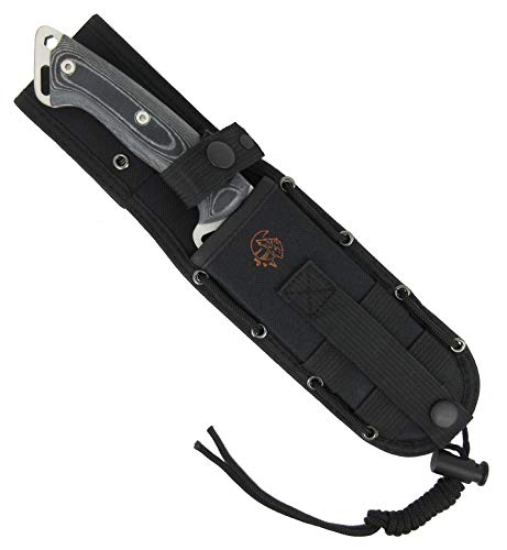 J&V Knives Cuchillo Wolf de Supervivencia Bushcraft Caza Pesca Campo Monte Outdoor - Acero Inoxidble MOVA - HRC 56-58 - Micarta - Fabricado en España