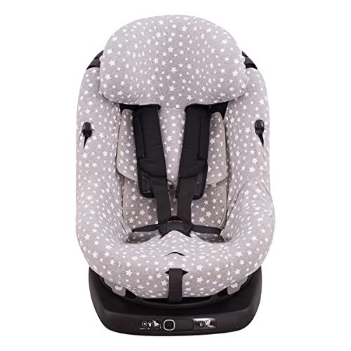 JYOKO KIDS Funda de algodón para silla de coche compatible con Bebé Confort AxissFix (White Star)