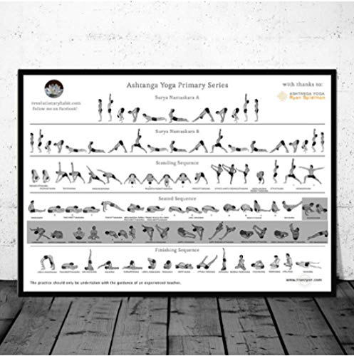 JYSHC Impresión En Lienzo Ejercicio Familiar Fitness Yoga Ashtanga Diagram Pose Health Poster Picture For Living Room Decoration My72Ct 40X60Cm Sin Marco