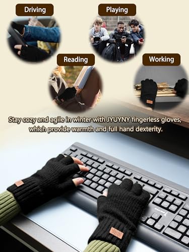 JYUYNY Guantes sin Dedos - Invierno Guantes Tejidos Cálidos Trabajar Correr Ciclismo Conducir para Hombre y Mujer Guantes de Oficina Guantes de computadora.