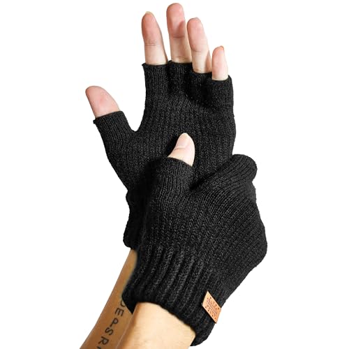 JYUYNY Guantes sin Dedos - Invierno Guantes Tejidos Cálidos Trabajar Correr Ciclismo Conducir para Hombre y Mujer Guantes de Oficina Guantes de computadora.