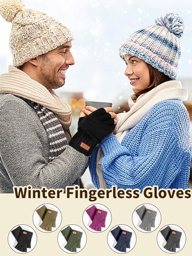 JYUYNY Guantes sin Dedos - Invierno Guantes Tejidos Cálidos Trabajar Correr Ciclismo Conducir para Hombre y Mujer Guantes de Oficina Guantes de computadora.