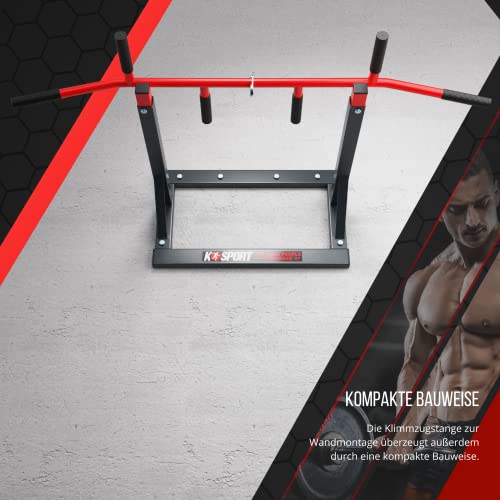 K-Sport: Barra de dominadas para montaje en pared I barra de dominadas con 3 asas diferentes I Pull Up Bar