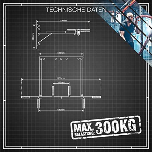 K-Sport: Barra de dominadas para montaje en pared I barra de dominadas con 3 asas diferentes I Pull Up Bar