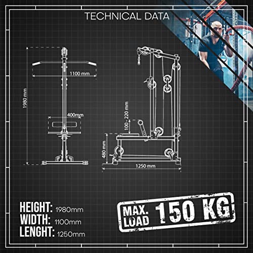 K-Sport: Estación de poleas Fija con Capacidad de Carga de hasta 150 kg I Estación de tracción de 3 vías I reemplazar Cualquier Dispositivo de Remo, Incl. E-Book