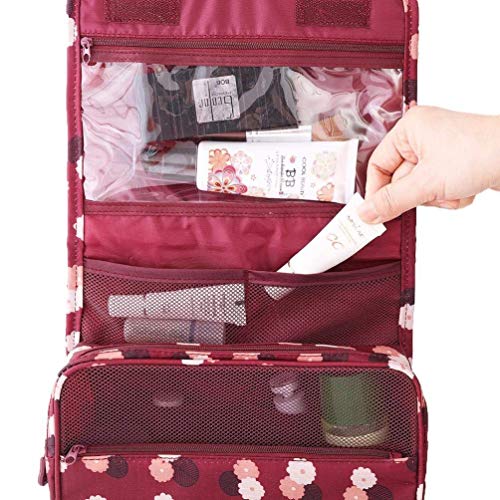 KAEHA SUN-42-00-Folwer Neceser Gancho, Organizador de Bolso cosmético Impermeable para el Viaje Que acampa, Rojo-Flor