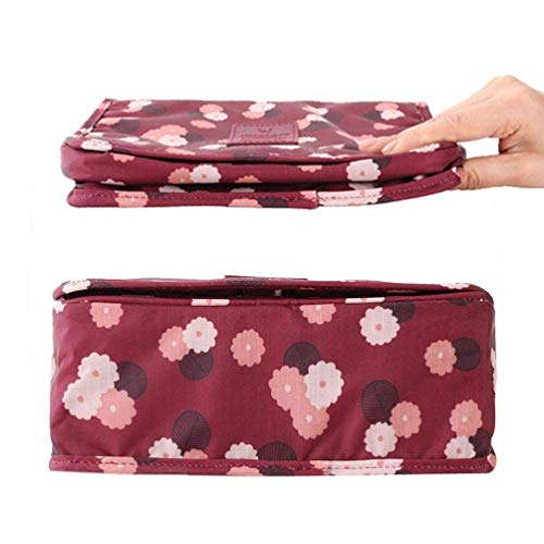 KAEHA SUN-42-00-Folwer Neceser Gancho, Organizador de Bolso cosmético Impermeable para el Viaje Que acampa, Rojo-Flor