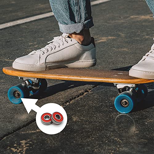 KAIAIWLUO Cojinetes de Skate,8 PCS Rodamientos para Patinetas 608RS ABEC-9 Longboard Roller Rodamientos de Metal Doble Blindaje Cojinetes para Patinetas Fidget Spinner Proyecto de Impresión 3D