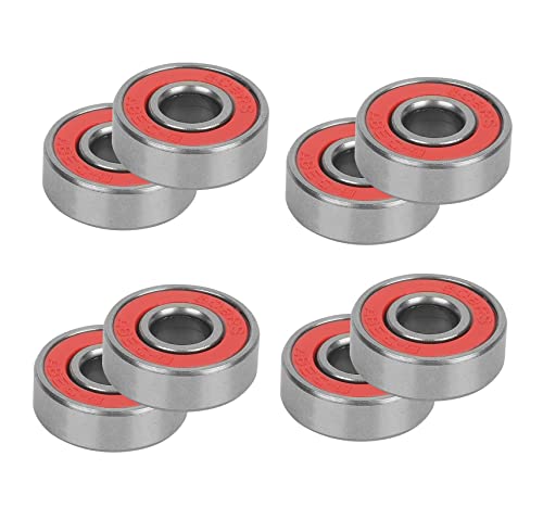 KAIAIWLUO Cojinetes de Skate,8 PCS Rodamientos para Patinetas 608RS ABEC-9 Longboard Roller Rodamientos de Metal Doble Blindaje Cojinetes para Patinetas Fidget Spinner Proyecto de Impresión 3D