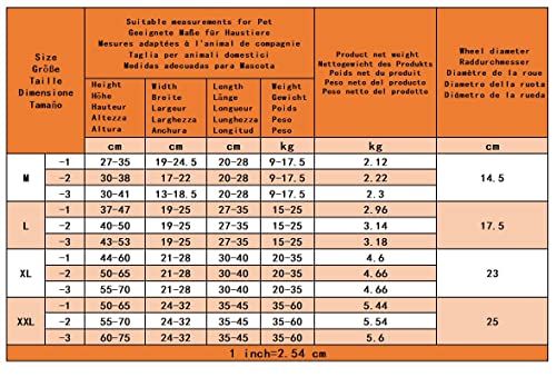 KAJILE Silla de Ruedas ajustanble de 2 Ruedas para Perros Pequeños,Tamaño XXXS-2 para la Rehabilitación de Las Patas traseras,se Ajustan a la Altura 15-19cm,Ancho 7.8-10.8cm,Longitud 10-15cm