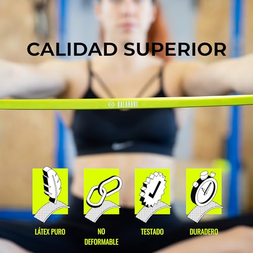 Kalahari Bandas de Resistencia Set más Ebook Ejercicios en Español - Cintas Elasticas Musculación y Fitness para Entrenamiento de Fuerza, Dominadas, Estiramiento, Fisioterapia – Gomas Power Band