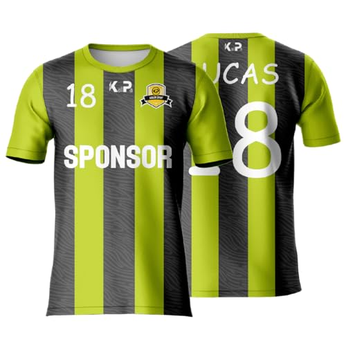 KALLPA Sport Equipación Deportiva de fútbol Personalizada. Niños y Adultos. 100% sublimación. Solo Camiseta. Personaliza con tu Nombre, Escudo, número y Sponsor. (Modelo 34, Solo Camiseta)