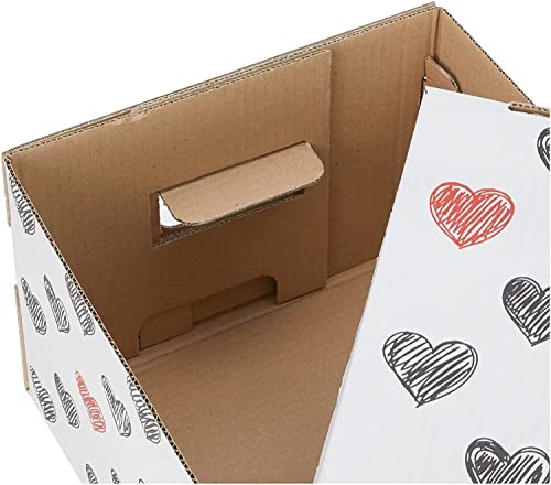 Kanguru 614 LAVATELLI, conjunto de 3 Cajas en Carton, Blanco/Negro/Rojo, 29x51x21 cm, CORAZONES, 29x51x20 cm, 3