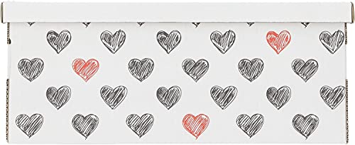 Kanguru 614 LAVATELLI, conjunto de 3 Cajas en Carton, Blanco/Negro/Rojo, 29x51x21 cm, CORAZONES, 29x51x20 cm, 3