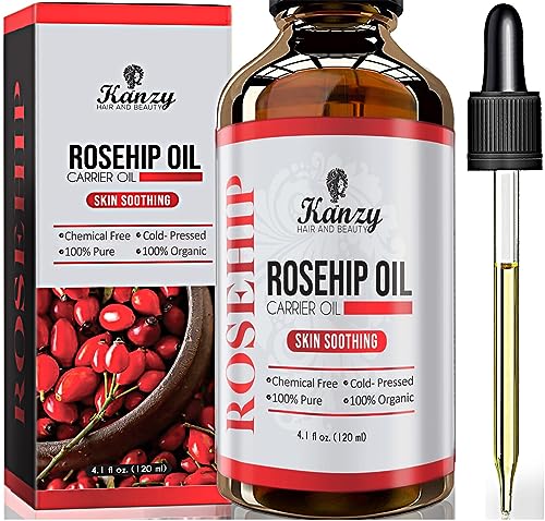 Kanzy Aceite de Rosa Mosqueta Puro 100% 120ml Orgánico Prensado en Frío Bio sin Refinar Rosa Mosqueta para Cicatrices y Estrías, usado como Hidratante para Cuerpo y Piel