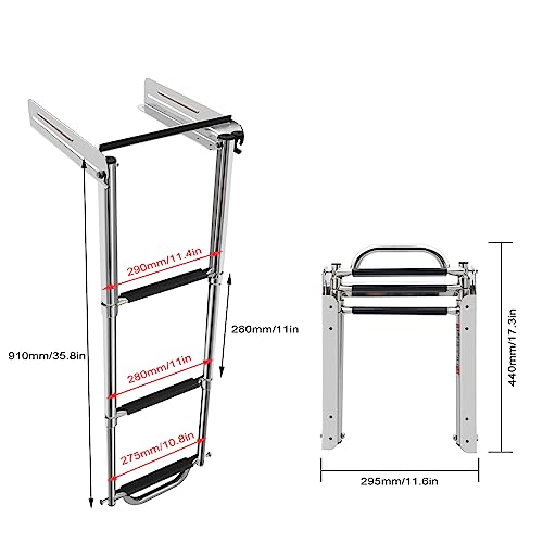 KAOLALI Escalera de Barco Piscina Escalera de Baño Escalera de Barco Plegable de Acero Inoxidable para Piscinas Yates Barcos