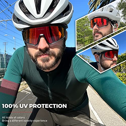 KAPVOE Gafas de Ciclismo Polarizadas Hombre MTB Gafas Mujer Gafas Running Gafas Bicicleta Montaña Gafas Bici Gafas Sol Ciclismo Gafas Btt TR90 Gafas Deportivas Gafas Deporte Lentes Ciclismo Rojo