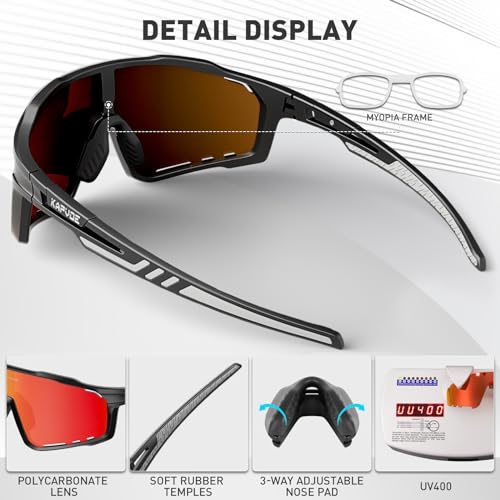 KAPVOE Gafas de Ciclismo Polarizadas Hombre MTB Gafas Mujer Gafas Running Gafas Bicicleta Montaña Gafas Bici Gafas Sol Ciclismo Gafas Btt TR90 Gafas Deportivas Gafas Deporte Lentes Ciclismo Rojo