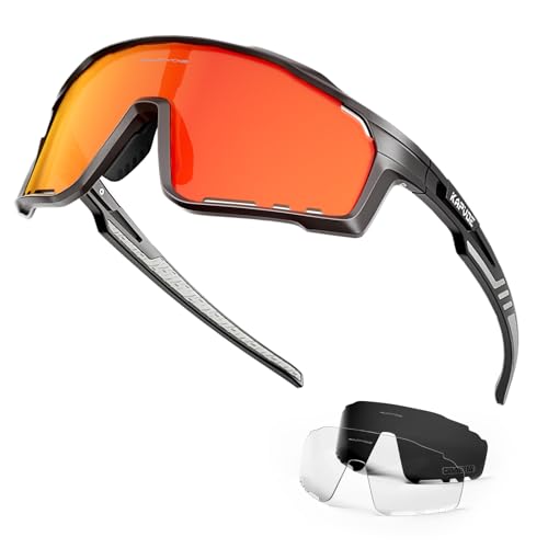 KAPVOE Gafas de Ciclismo Polarizadas Hombre MTB Gafas Mujer Gafas Running Gafas Bicicleta Montaña Gafas Bici Gafas Sol Ciclismo Gafas Btt TR90 Gafas Deportivas Gafas Deporte Lentes Ciclismo Rojo