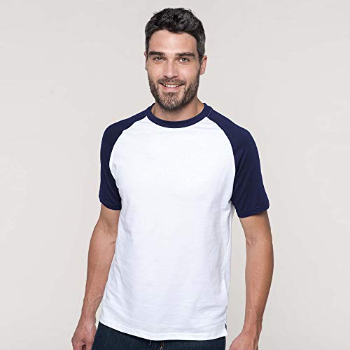 Kariban – Camiseta de manga corta para hombre Bianco/Blu reale Medium