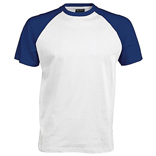 Kariban – Camiseta de manga corta para hombre Bianco/Blu reale Medium