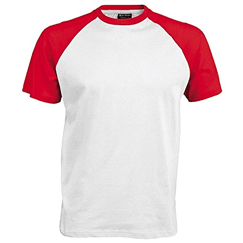 Kariban – Camiseta de manga corta para hombre Bianco/Blu reale Medium