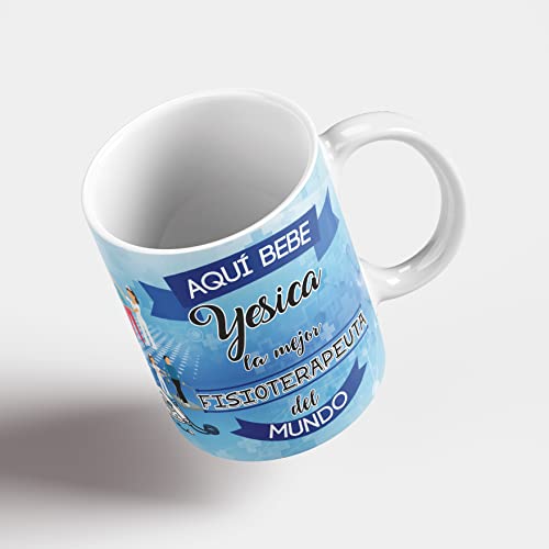 Kartoon Kase Taza Fisioterapeuta Original Personalizada con Nombre | Mejor del Mundo Taza Fisioterapeuta Profesiones de Cafe Desayuno para Regalar (Fisioterapeuta Mujer 2)