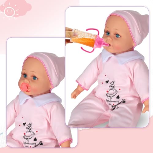 KATELUO Biberon Magico para Muñecas, Biberón para Muñecas, 6 Piezas Accesorios de Muñecas con Biberón Muñeca, Pezón, Plato, Cuchara, Tenedor, Set de Accesorios para Muñecas, Accesorios Bebe Juguete