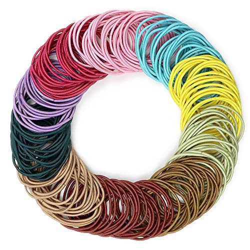 Kavya Gomas Pelo, 200 Piezas 2 mm Gomas de Pelo, Multicolor Pelo Gomas sin Metal Suave Elástico, para el Cabello Adecuada para Cabello Grueso y Rizado de Mujeres y Niñas-F