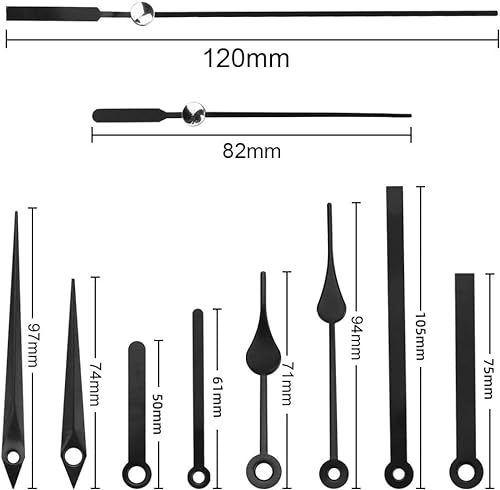 KBNIAN Mecanismo Reloj Silencioso, Mecanismo de Movimiento de Reloj de Cuarzo con 4 Diferentes Pares de Manecillas, Maquinaria para Reloj de Pared a Pilas para DIY Reparación y Reemplazo de Reloj