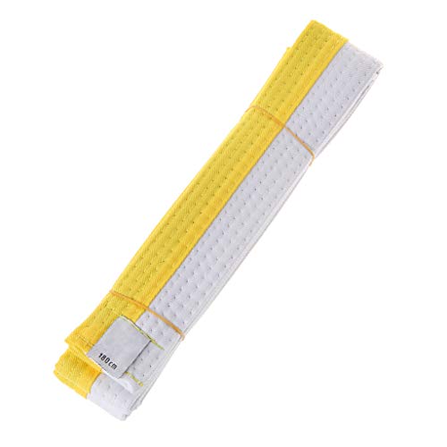 Keahup Kofun Taekwondo Cinturón profesional Taekwondo Cinturón de karate Judo Doble Wrap Artes Marciales Stripe Deportes Cinturón 1,8 m 2,8 m - 180 cm - Amarillo Blanco