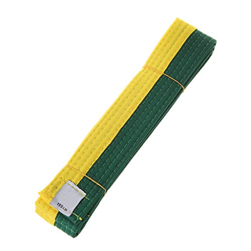 Keahup Kofun Taekwondo Cinturón profesional Taekwondo Cinturón de karate Judo Doble Wrap Artes Marciales Stripe Deportes Cinturón 1,8 m 2,8 m - 180 cm - Amarillo Blanco