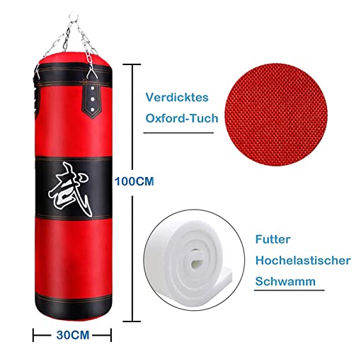 KEEPAA Saco de Boxeo, Pesado con Cadena de Acero - Bolsa De Entrenamiento Vacío De Karate Bolsa De Arena (Sin Relleno),para Fitness (B)