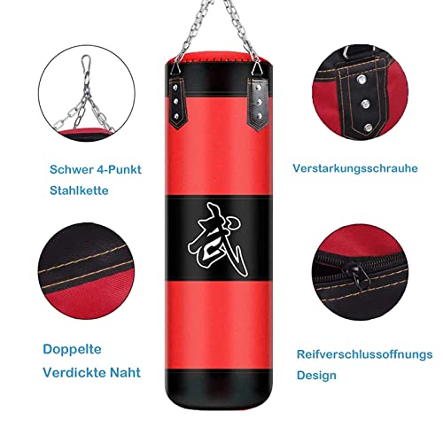 KEEPAA Saco de Boxeo, Pesado con Cadena de Acero - Bolsa De Entrenamiento Vacío De Karate Bolsa De Arena (Sin Relleno),para Fitness (B)