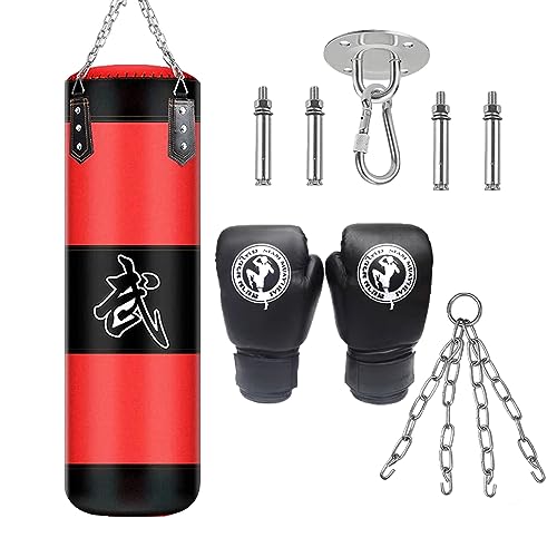 KEEPAA Saco de Boxeo, Pesado con Cadena de Acero - Bolsa De Entrenamiento Vacío De Karate Bolsa De Arena (Sin Relleno),para Fitness (B)