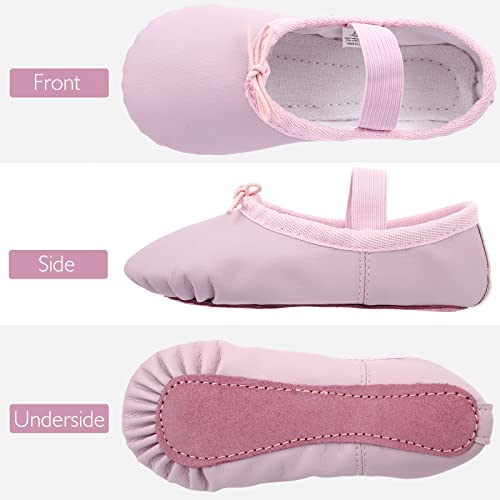 Kefiyis Zapatos de ballet para niñas, zapatos de baile de cuero, suela completa, zapatillas de ballet para niños, mujeres y adultos, Pink, 30 EU