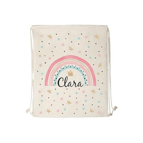 Kembilove Mochila saco infantil – Mochilas infantiles personalizadas – Mochilas personalizadas guardería Antibacteriana – Mochila almuerzo infantil de Arcoíris