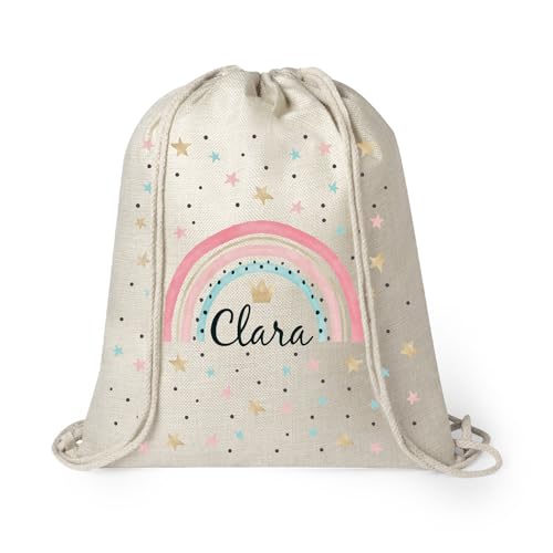 Kembilove Mochila saco infantil – Mochilas infantiles personalizadas – Mochilas personalizadas guardería Antibacteriana – Mochila almuerzo infantil de Arcoíris