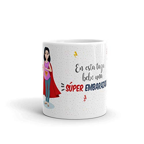 Kembilove Taza la mejor Embarazada del mundo – Mensaje En esta Taza Bebe una Super Embarazada – Regalo Mujer original – Regalos originales para Embarazadas – Regalos Personalizados Originales