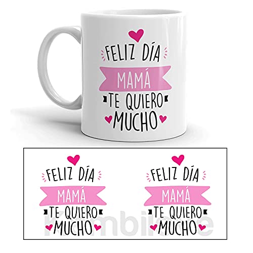 Kembilove Taza regalo día de la madre – Tazas Desayuno para Mamá con Mensaje Feliz día mamá te quiero mucho – Tazas originales – Regalo para madres