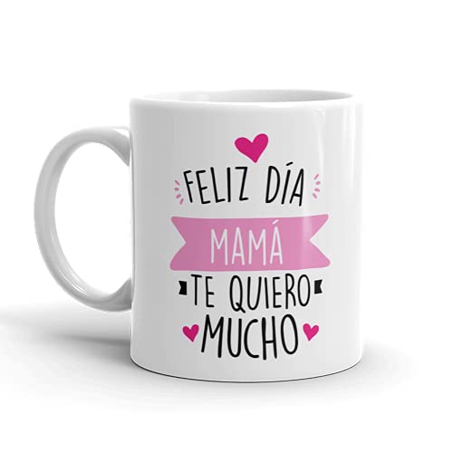 Kembilove Taza regalo día de la madre – Tazas Desayuno para Mamá con Mensaje Feliz día mamá te quiero mucho – Tazas originales – Regalo para madres