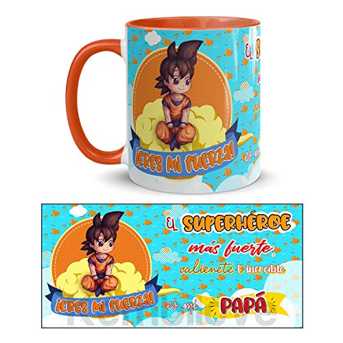 Kembilove Tazas de Desayuno para Padre – Tazas Originales para Padres con Mensaje El Superhéroe mas fuerte es mi Papá – Ideal para el día del Padre