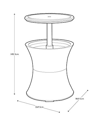 Keter, Cool Bar, Mesa Nevera para Exterior y Jardín, Ratán, Color Marrón, Capacidad 30 L, 45 latas